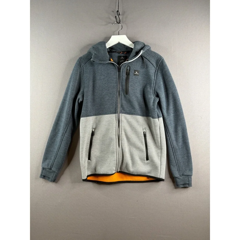 Rip Curl Anti-Series Hooded Jacket Mens Small Gray Colorblock Full Zip